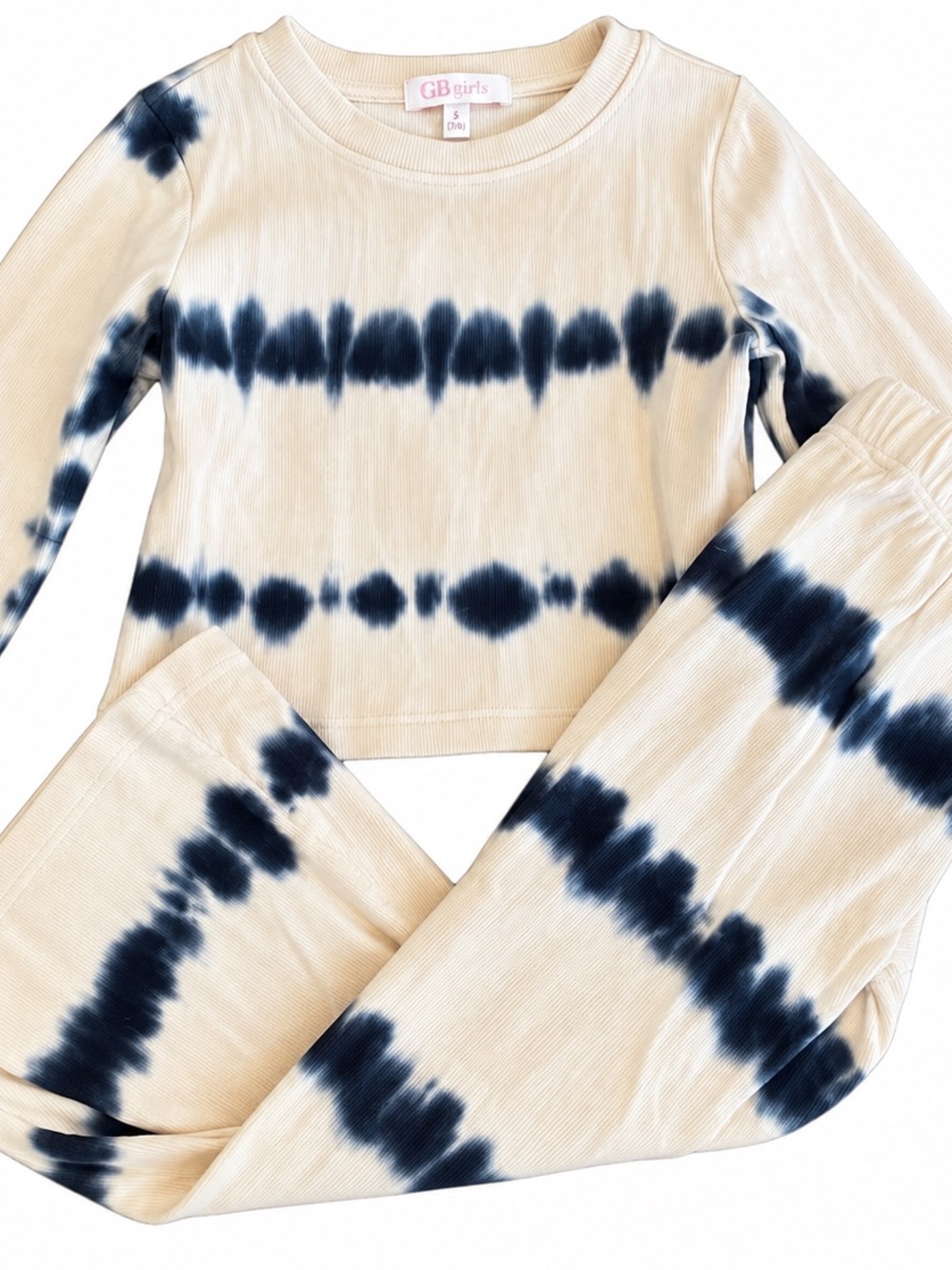 GB Girls Kids Beige and Navy Tie-Dye  Set